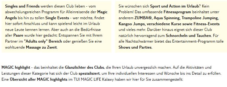 Club Magic Life Kalawy Aktivitäten